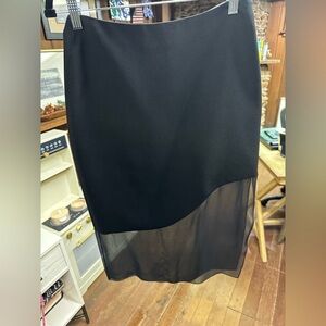 Prabal Gurung Black Sheer Hem Skirt